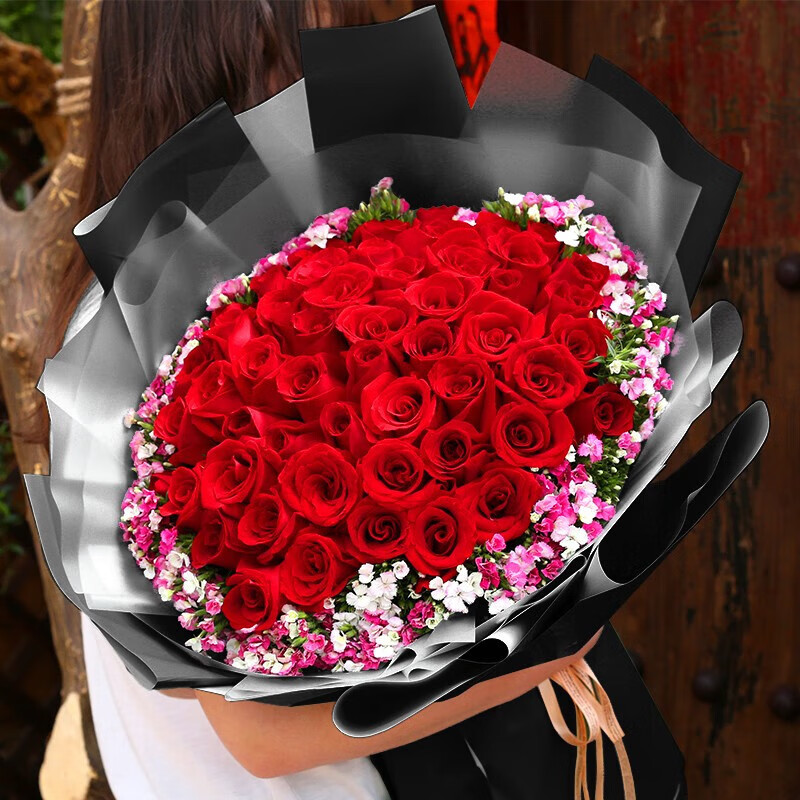 鲜花兴鲜花52朵红玫瑰生日花束鲜花速递同城全国表白求婚送女友 52朵