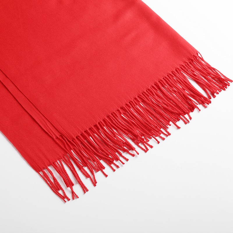 人生故事大红色围巾男女通用仿羊绒中国红本命年红围脖红红火火开年会围巾 LOGO定制 加宽纯棉长须70cm*200cm