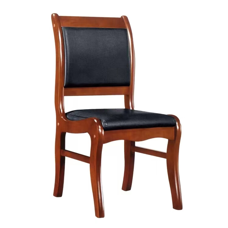 花柏哲实木会议椅牛皮办公椅政府单位接待培训带靠背无扶手学校电脑