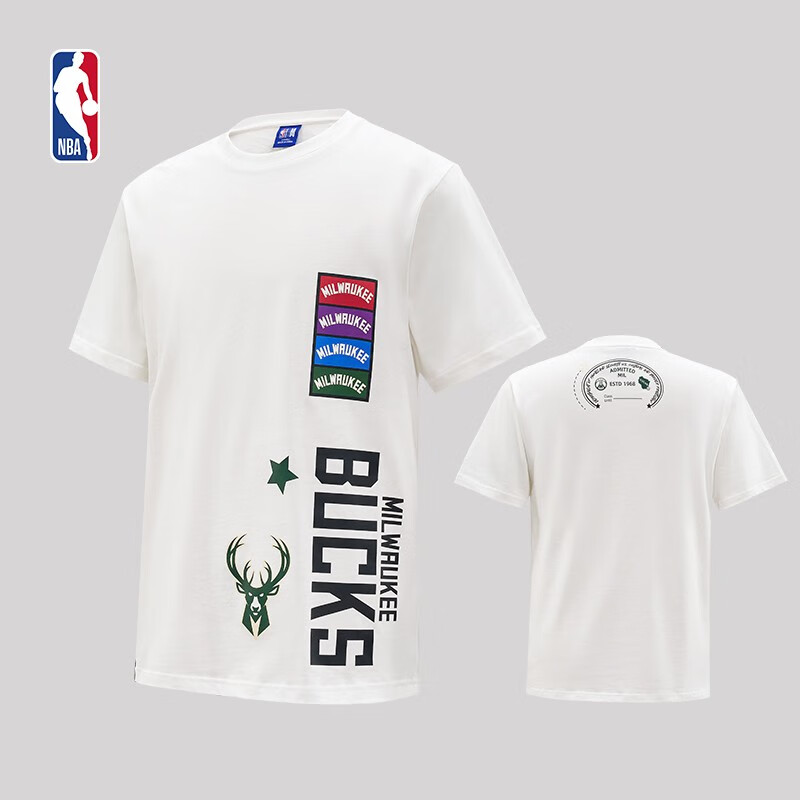NBA雄鹿队T恤 护照系列 男子运动时尚休闲舒适短袖T恤 腾讯体育 M