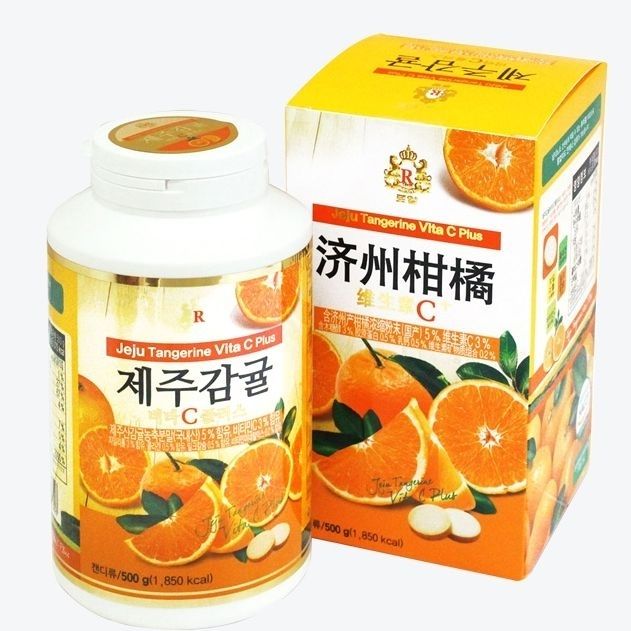 CalerieHealth原装进口韩国济州岛vc片维生素c咀嚼片酸甜维c片铁吸收成人儿童 一瓶装(柑橘味)