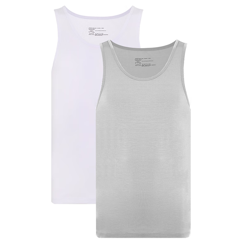 愛慕先生【2件包】透氣干爽抗菌50S莫代爾柔軟舒適男士打底背心跨欄背心 灰色+白色ZS1 3XL (185)