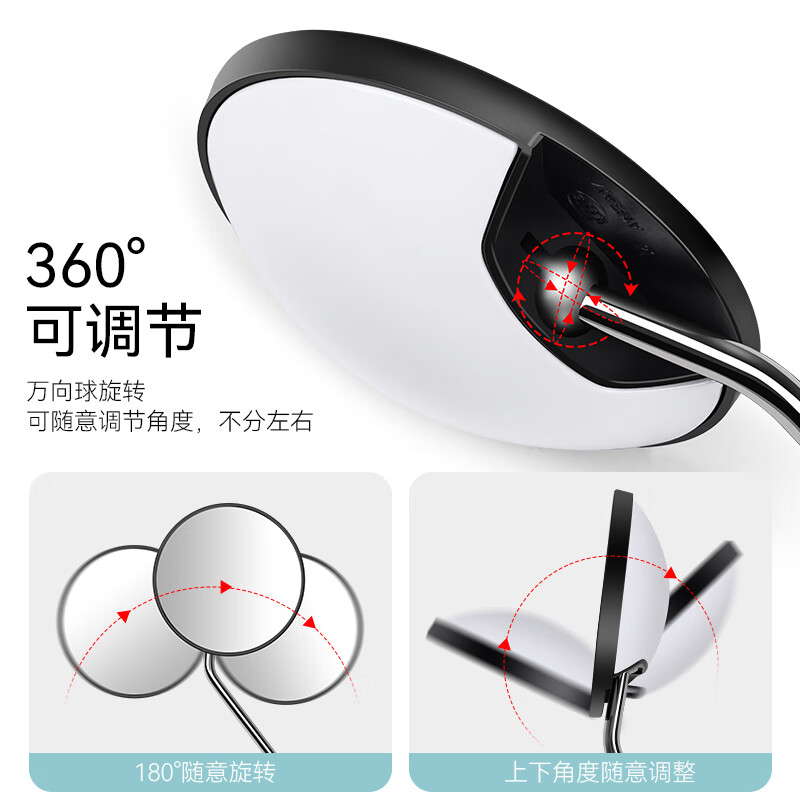 酷改(Coolchange)电动车后视镜通用爱玛电瓶自行车反光镜凸面广角改装倒车镜子配件 ABS高清款-【浅蓝色】8MM+镜座
