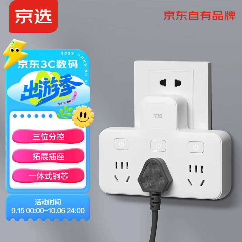  京选 京东自有品牌 品字形一转三分控插座/转换插头/无线转换插座/电源转换器  分控开关一转三  XD-Q813属于什么档次？