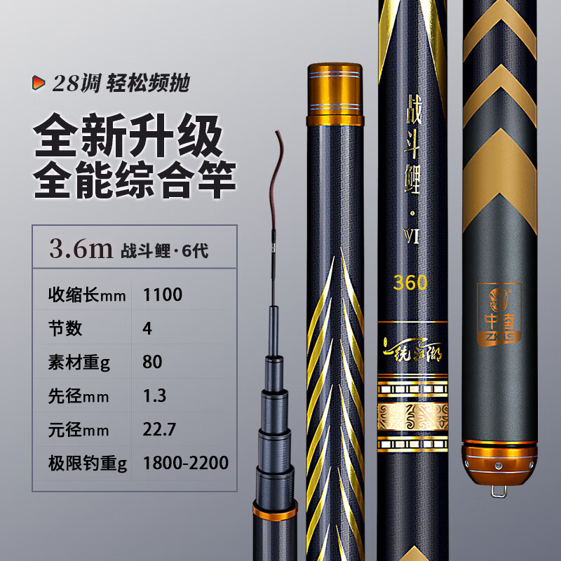 中逵战斗鲤6代鱼竿手竿十大品牌手杆轻量大物鲢鳙鱼杆综合台钓竿 3.