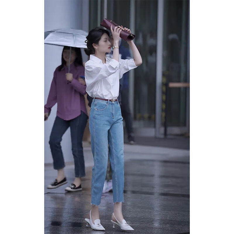 寒栩衬衣女2024新款高档春秋装高级感活泼减龄奶系穿搭职业衬衫牛仔裤