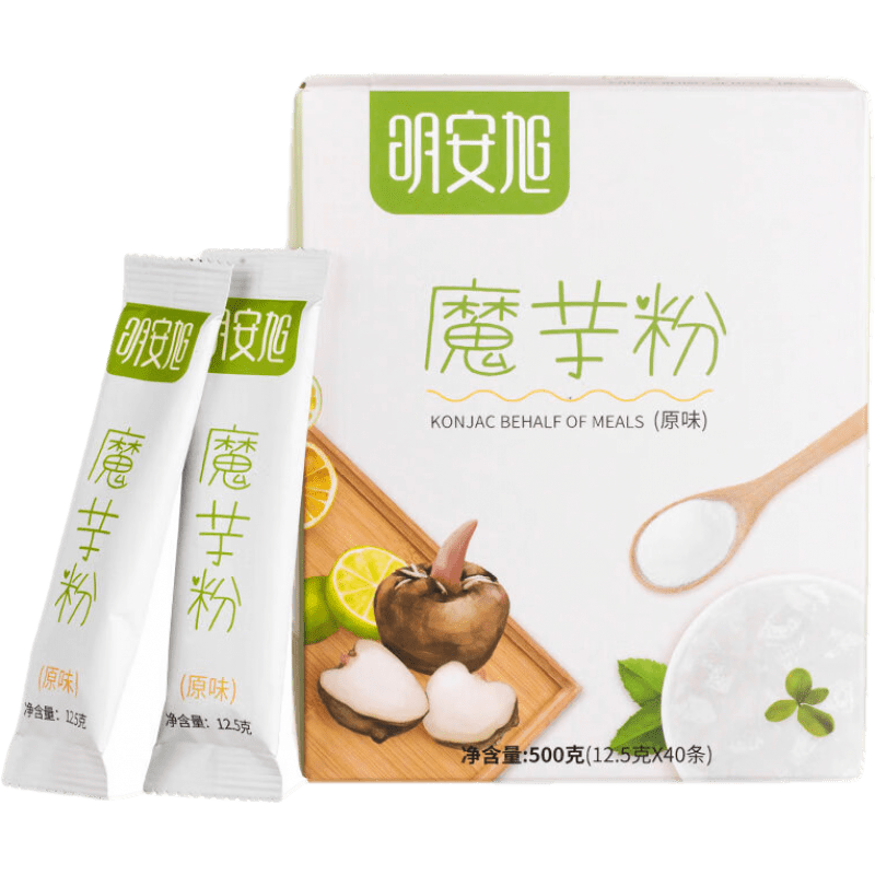 明安旭純化魔芋粉500g（12.5g*40）飽腹粉50大卡營(yíng)養(yǎng)早晚餐食品低 純化魔芋粉代餐粉500g