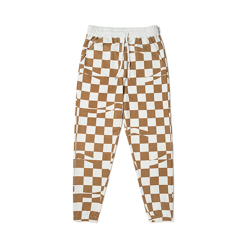 vans范斯官方 可可棕棋盘格女子针织长裤 可可棕棋盘格 s