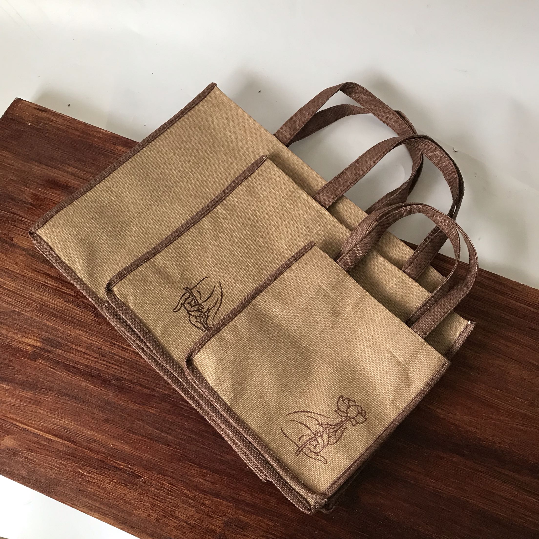 复古文艺棉麻布手提袋编织茶具手提布袋高档布艺手拎袋