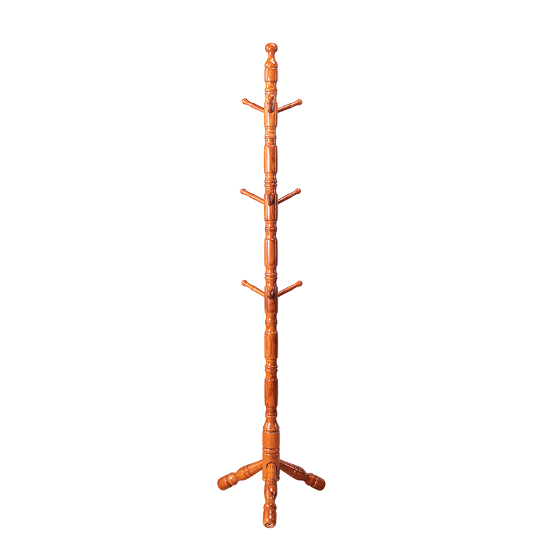 宜瑞思 实木衣帽架落地挂衣架卧室置衣架简约衣服架子立式办公室衣架挂包架 主杆6.8cm琥珀黄色(三腿款)