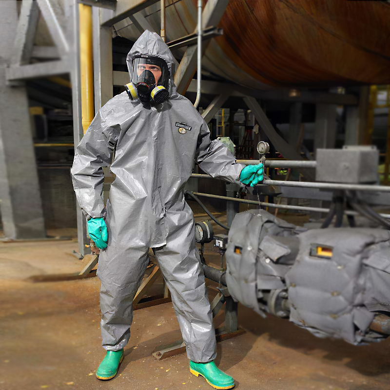 防护服胶条连体全身重型防化服耐酸碱加厚 ct3s428灰色1件 m