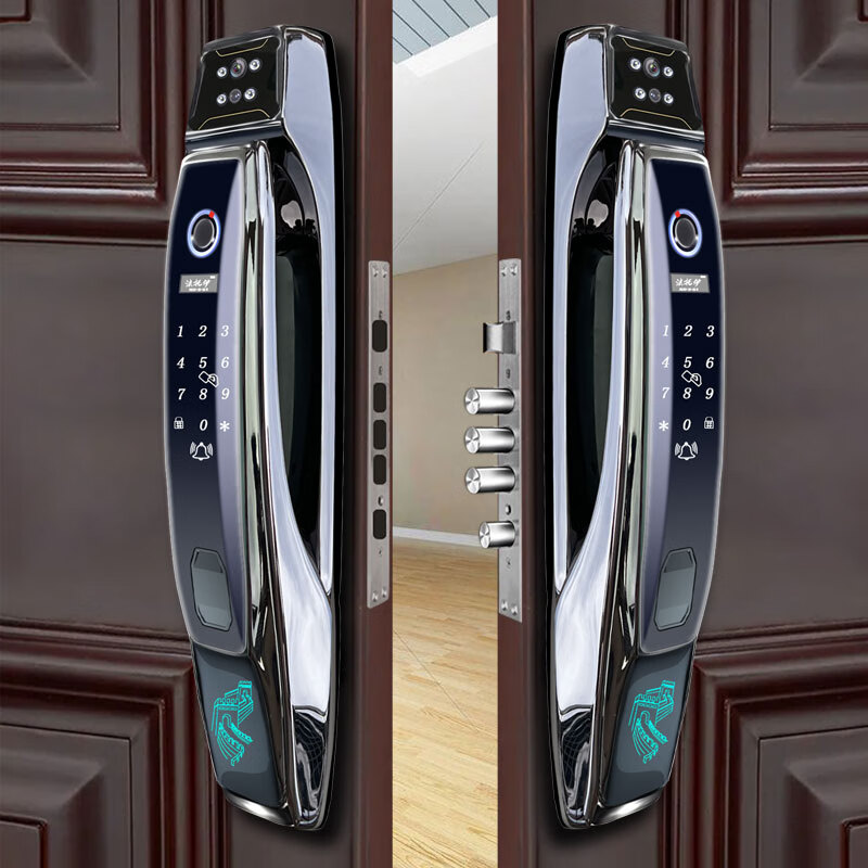 智能门锁人脸识别锁可视对讲指纹密码锁 双开门(主锁 装饰锁)