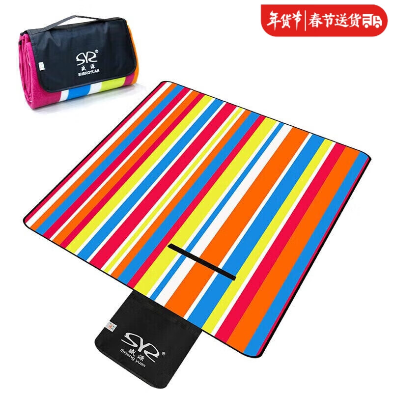 盛源(shengyuan)户外野餐垫防潮垫 郊游加大加厚草地垫 帐篷垫子草坪垫沙滩垫 200*200彩虹条