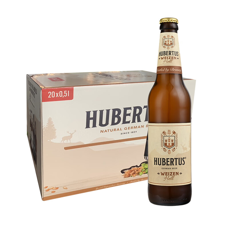 狩猎神（Hubertus）白啤酒500ml*20瓶 整箱装 德国原装进口 瓶装啤酒