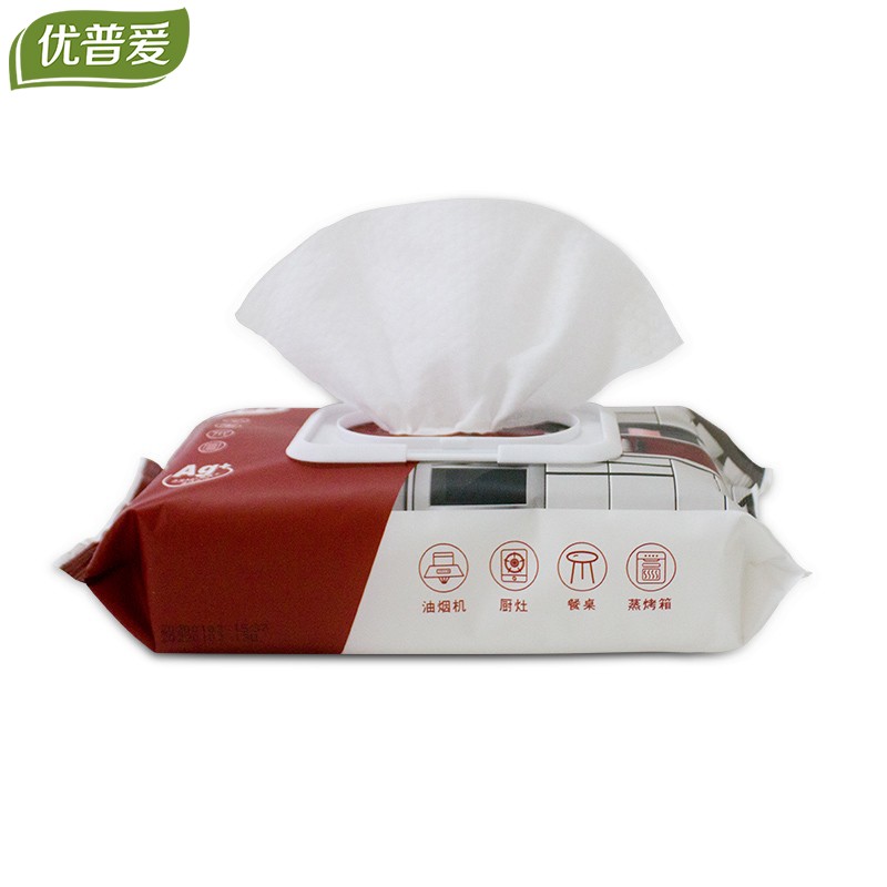 优普爱 厨房湿巾 去油去污清洁湿纸巾 一次性厨房祛污抹布纸巾 【银离子除菌款】1层60片*6包