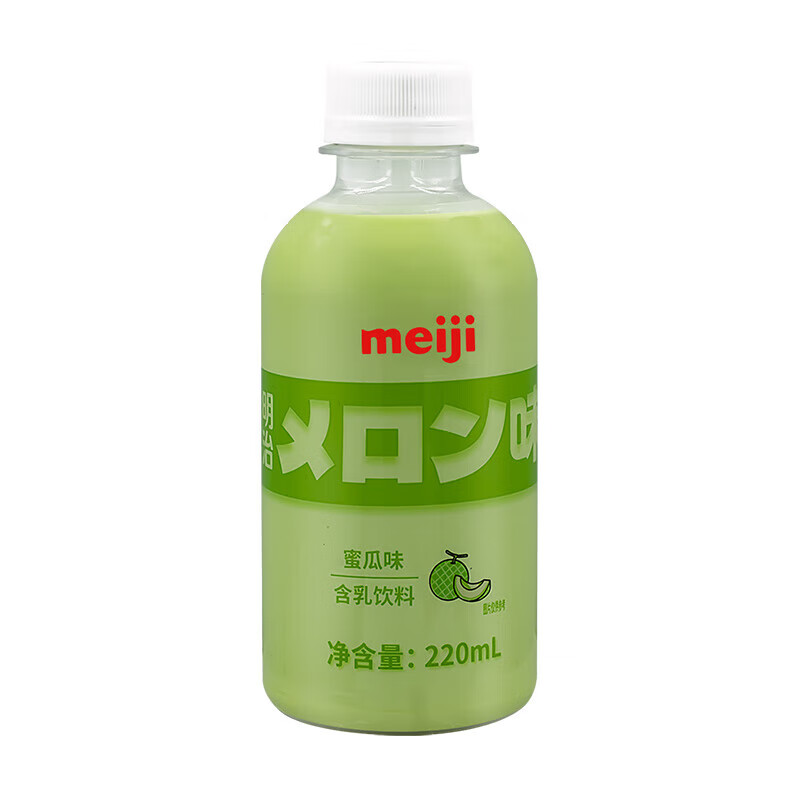 明治（meiji）常温草莓白桃乌龙蜜瓜香蕉牛奶乳饮料网红早餐奶营养果汁奶220ml 蜜瓜味220ml*5瓶