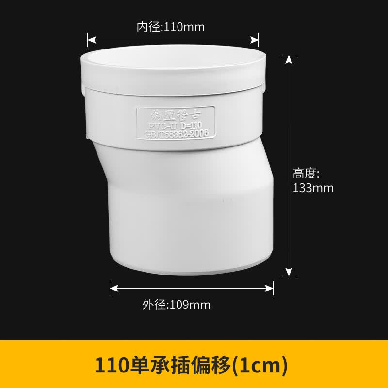 扑哩扑剌pvc排水管道预埋偏心直接智能调节中心距下水管接头110偏置