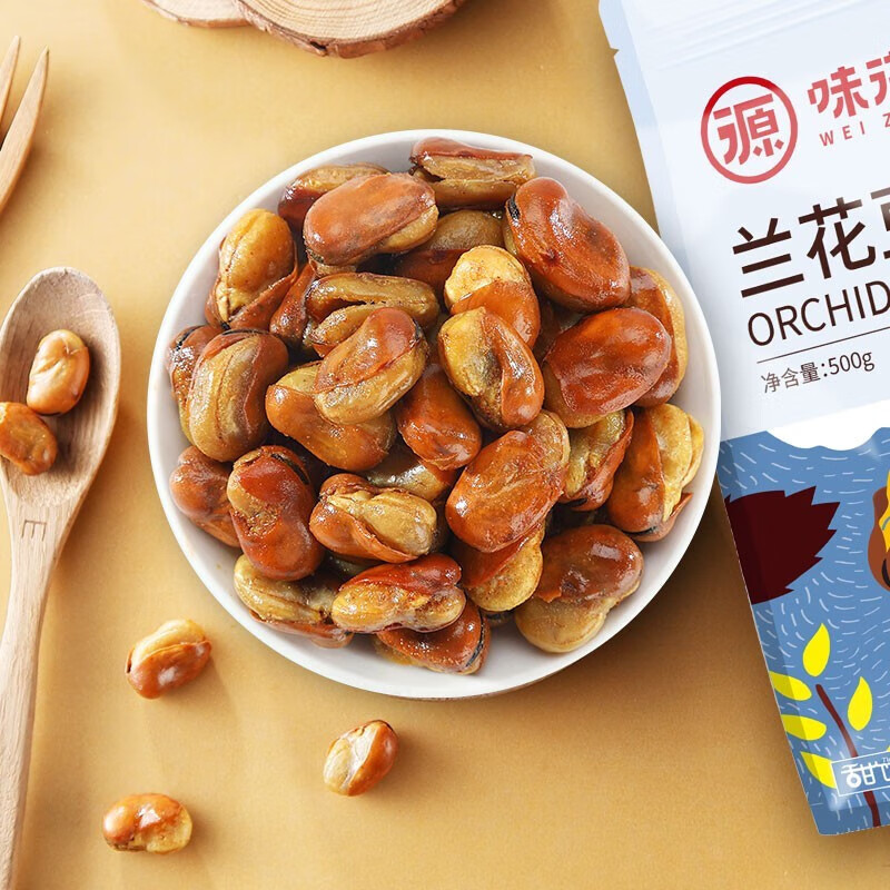 味滋源 每日坚果炒货干果孕妇零食休闲零食 宅家小点心 兰花豆 500g/袋 牛肉味 1件