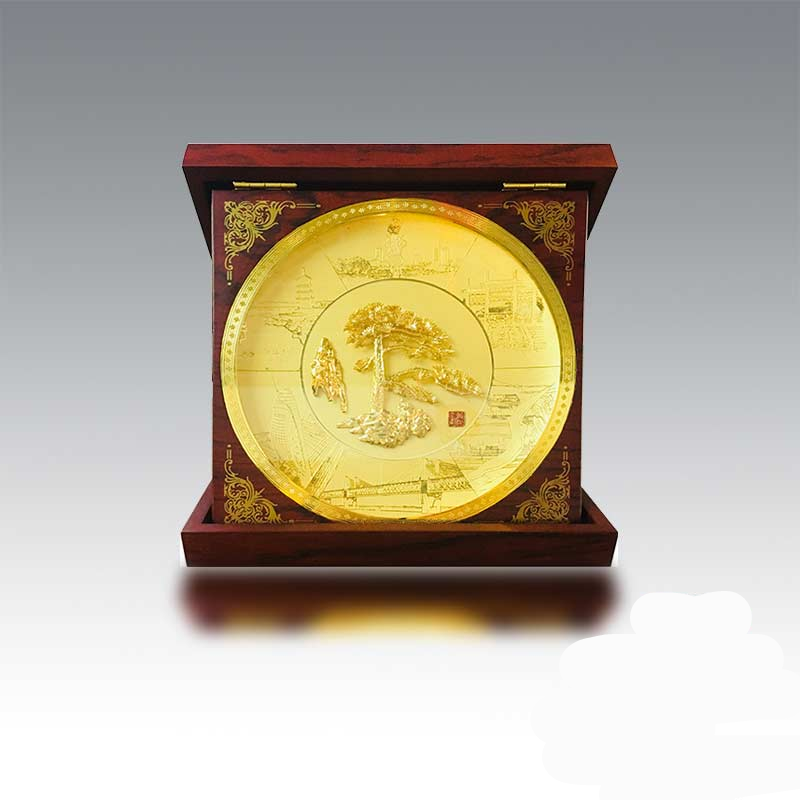 爱韵馨华礼品 芜湖铁画安徽飞龙铁画新款木盒迎客松出国伴手礼送客户