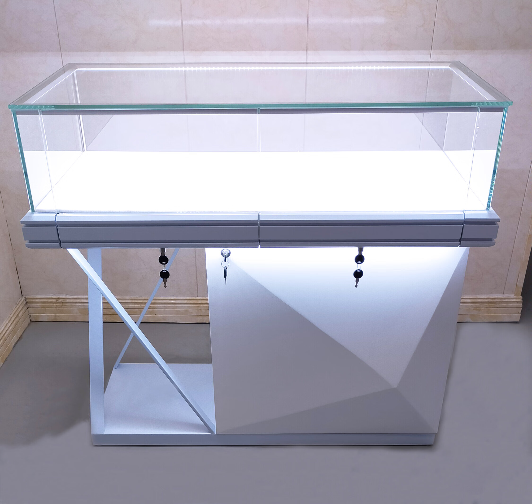 科尔多银饰柜台珠宝首饰展示柜中岛定制饰品店玻璃柜子展示架推拉不锈