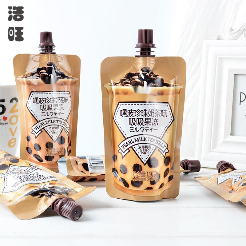 雷禾泽网红嘿波珍珠奶茶味吸吸果冻休闲解馋零食整箱 珍珠奶茶味 3袋