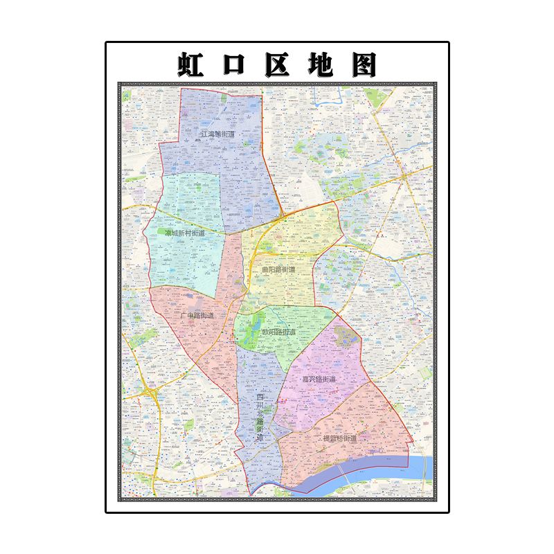 虹口区地图1.1米上海市新版防水高清贴画客厅沙发背景墙装饰画 覆膜