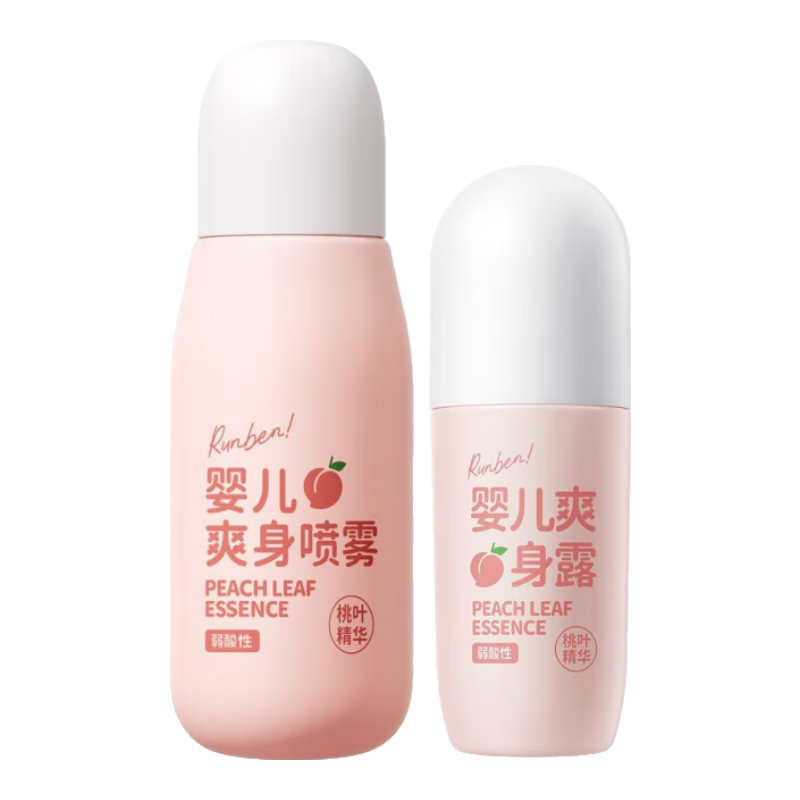 潤(rùn)本桃子水噴霧爽身露嬰兒新生寶寶用脖子痱子水液體爽身粉桃葉精華 【組合】爽身噴霧+桃葉走珠100ml