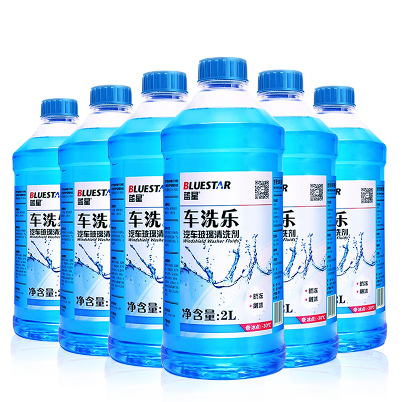 BLUE STAR 蓝星 车洗乐防冻玻璃水-30℃ 2L*6瓶装新能源汽车适用