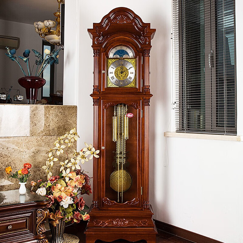 三五牌德国机芯三音椴木机械落地钟简约复古客厅装饰钟摆钟座钟