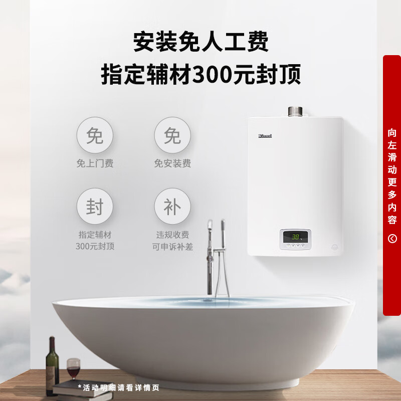 林内（Rinnai）13升 经典恒温 防冻 燃气热水器 RUS-13QD03(天然气)JSQ26-D03家电