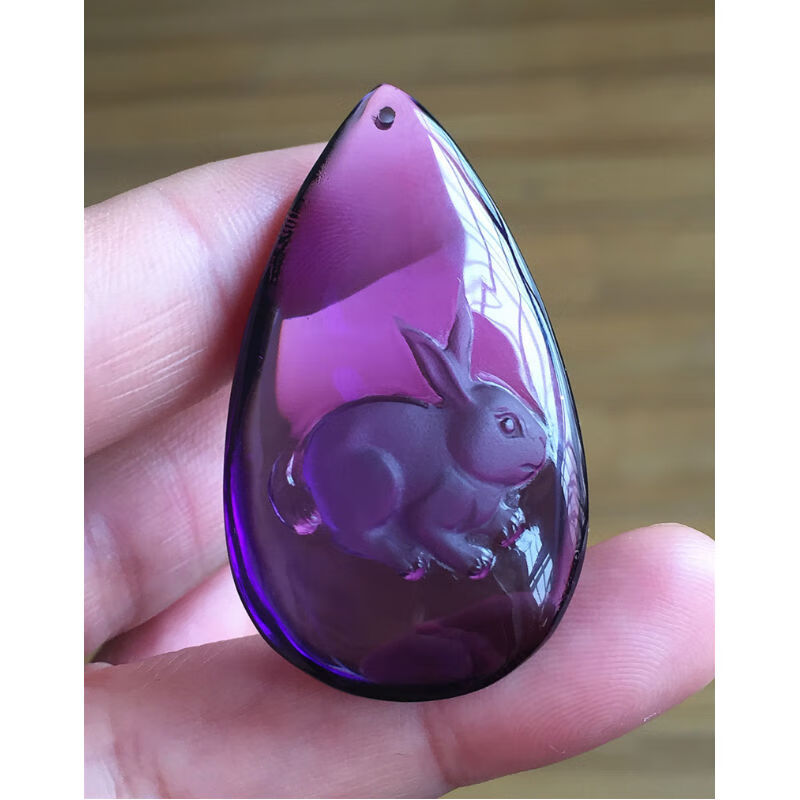 紫水晶白兔吊坠 旺运男女净体紫水晶兔子挂坠送绳 紫色