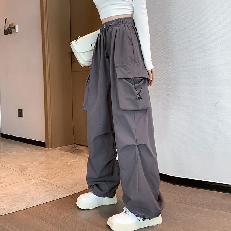 追玥梦爵士舞服装女装春夏裤子军绿色美式hiphop工装长裤2024降落伞