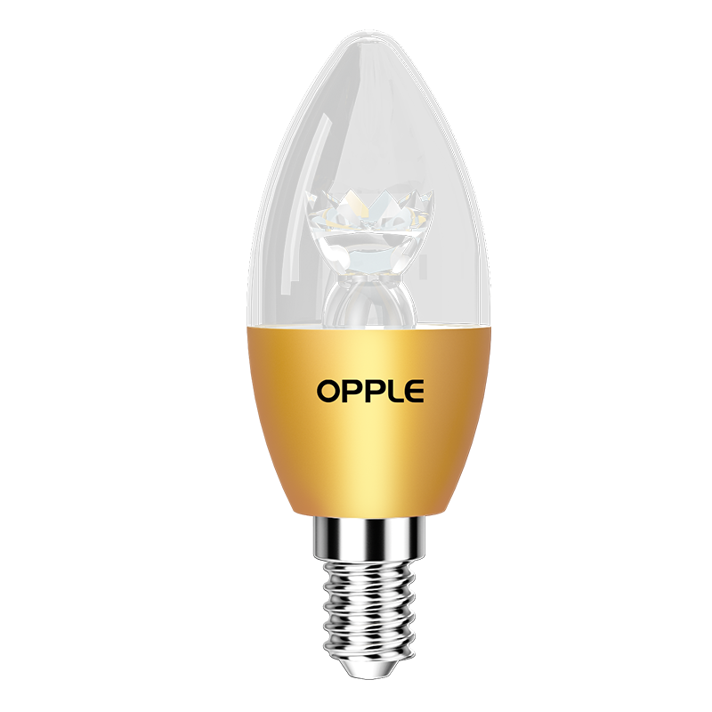 歐普（OPPLE）照明led燈泡 水晶燈泡吊燈燈泡壁燈燭泡小螺口蠟燭泡螺旋 2只裝【E14小螺口】白5W暖白光