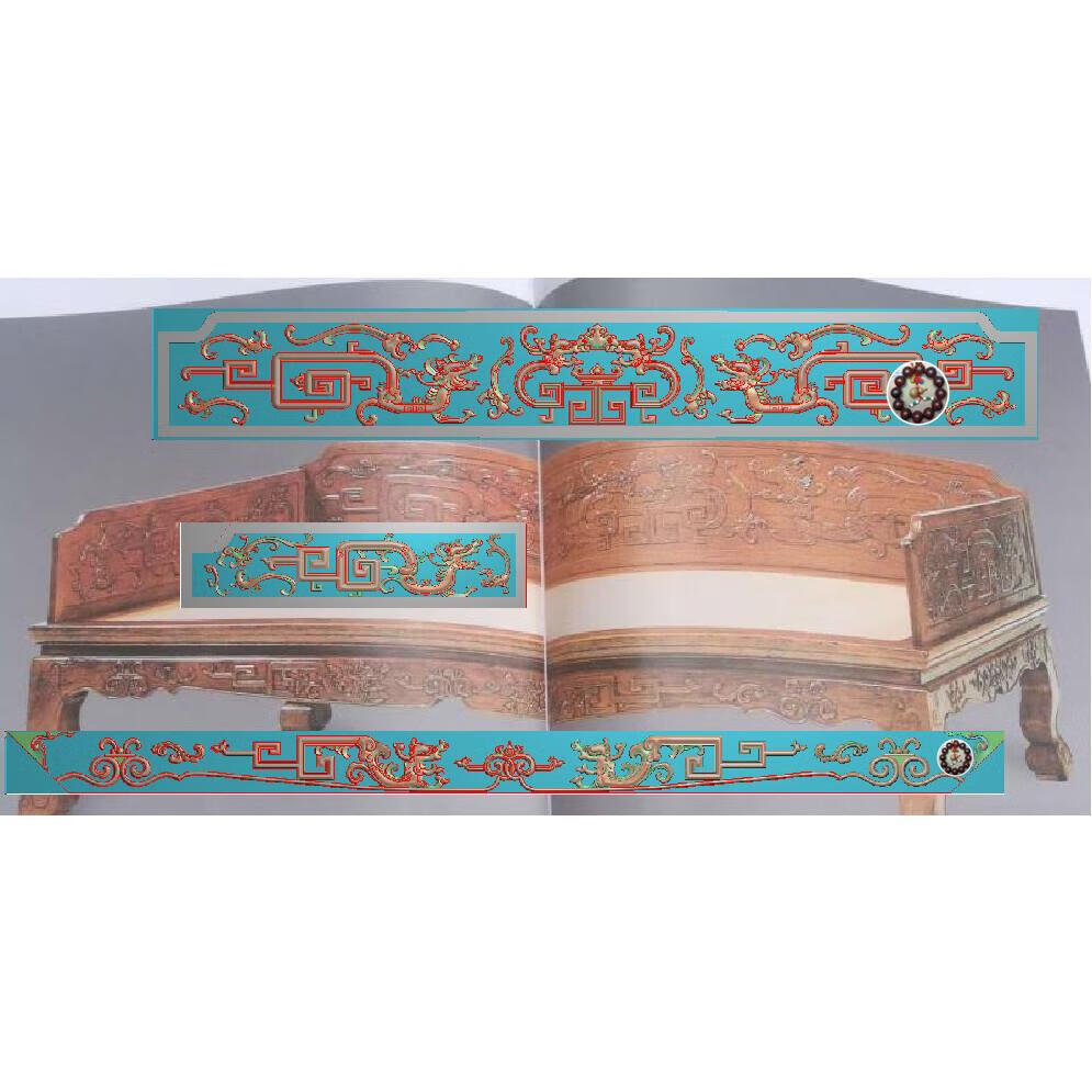 伊尊南精雕图 草龙罗汉床 真龙罗汉床 祥龙罗汉床 龙罗汉床 靠背有线