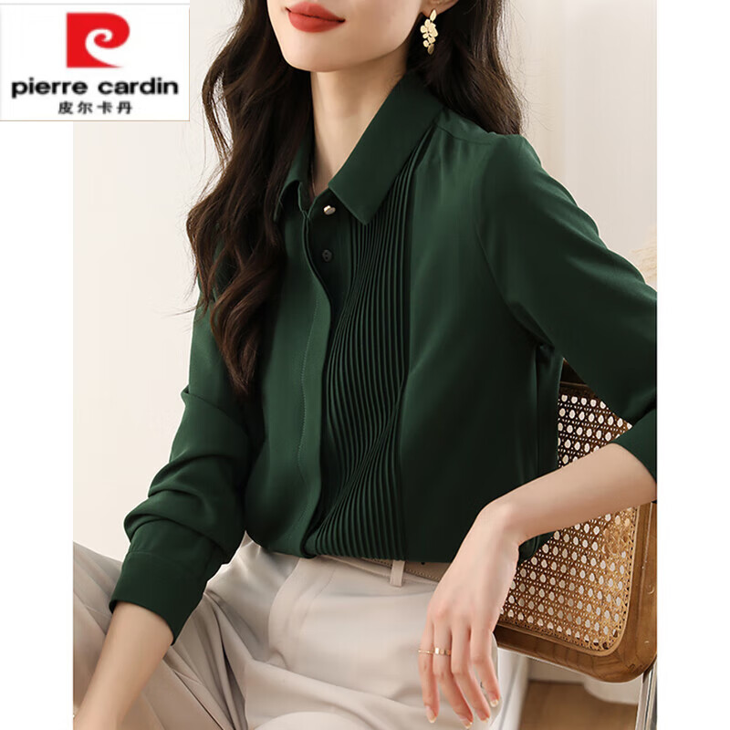 cardin)官方高档衬衫女2024春夏新款职业长袖雪纺女士衬衣百搭气质