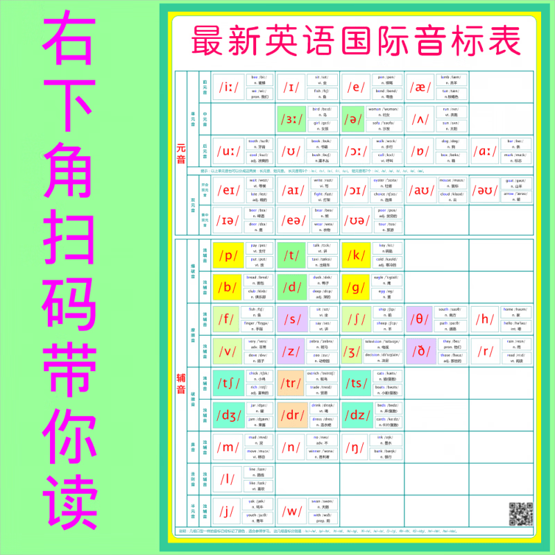一年级汉字基本汉字结构顺序挂图早教教具 音标挂图-新版-扫码领读
