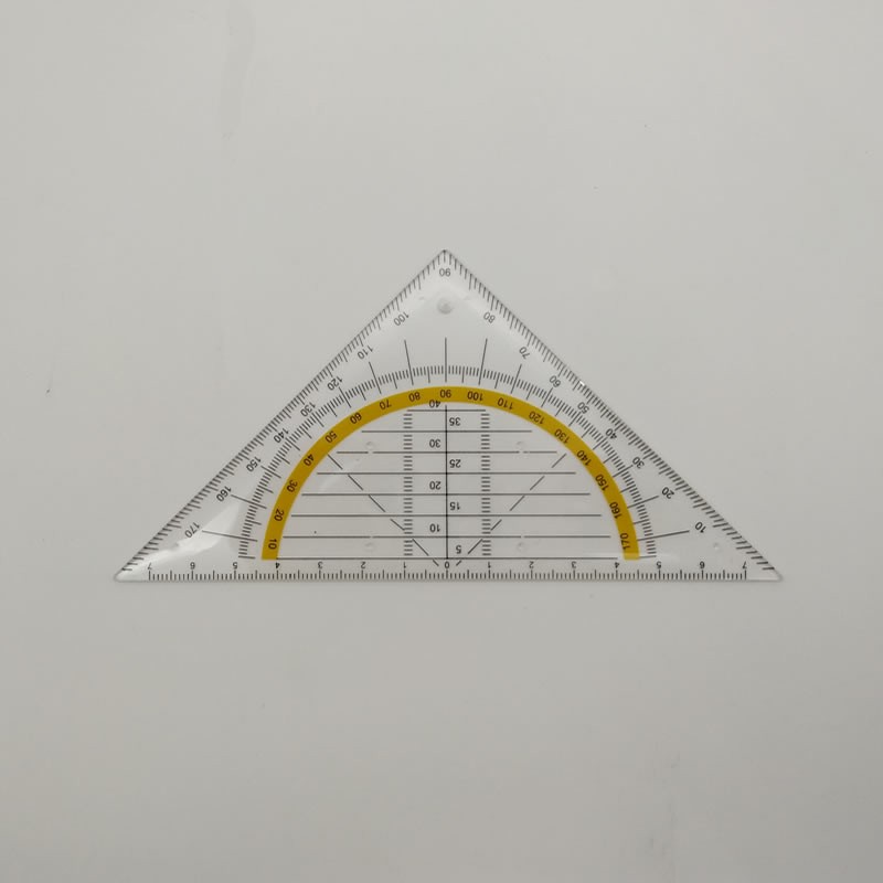 多功能三角尺三角板 透明尺量角器三角板中小学生尺子 画线画座标 1把