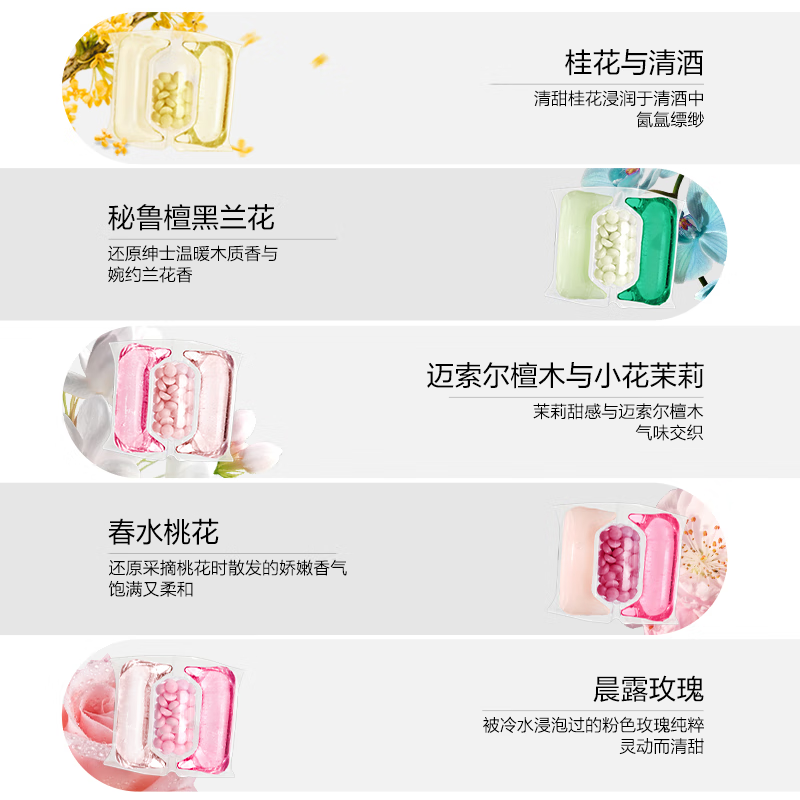 绽家【吴千语力荐】巨无霸双拼洗衣凝珠精油香氛持久留香护色 【山茶雪松+甜橙百里香】 60颗*1盒 +10颗