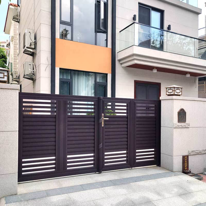 福菱门 铝艺别墅庭院大门双开门铝合金院子入户电动门 来图定制