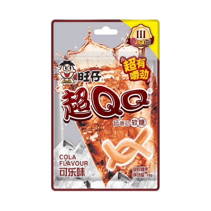 旺旺 【超QQ软糖48g*4】汽水味软糖QQ糖薯条状可乐味糖果小吃零食（超QQ软糖可乐48g*4）