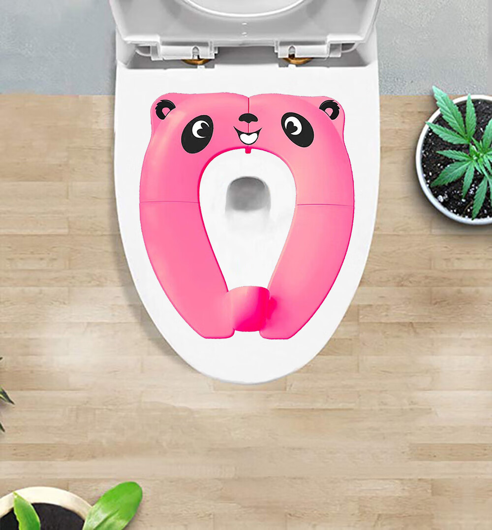宝宝可爱马桶盖折叠旅行马桶座婴儿卡通便携式坐便圈儿童马桶盖 粉色