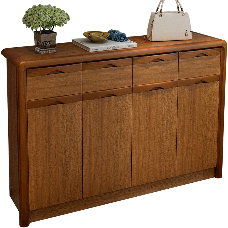 慕澜 现代新中式鞋柜实木原木框家用门口大容量多功能客厅玄关柜门厅柜 x31p加厚39.2cm