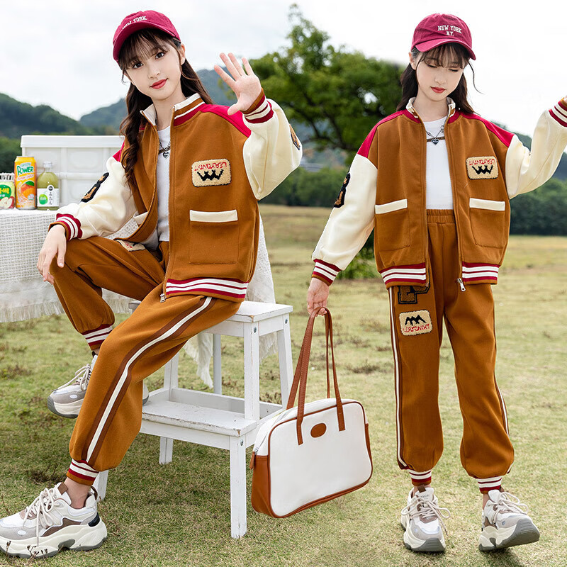 11岁女孩子网红工装运动两件套衣服 图片色 110码 (建议身高100-110)