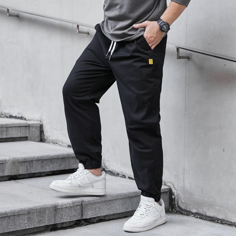 再凡漾矮小个子腿短男生穿的扎脚裤夏季束脚裤男加肥加大码松紧腰紧口