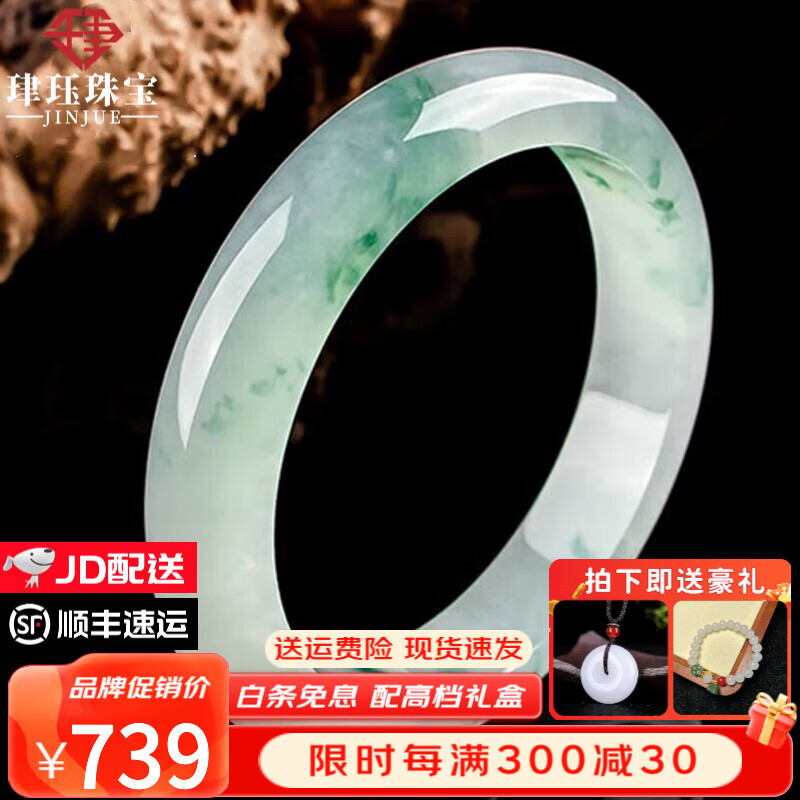 珒珏 翡翠玉手镯 缅甸飘花玉镯糯冰种正圈处理平安镯送妈妈老婆节日礼物 内径54-55mm(附鉴定证书)怎么样,好用不?