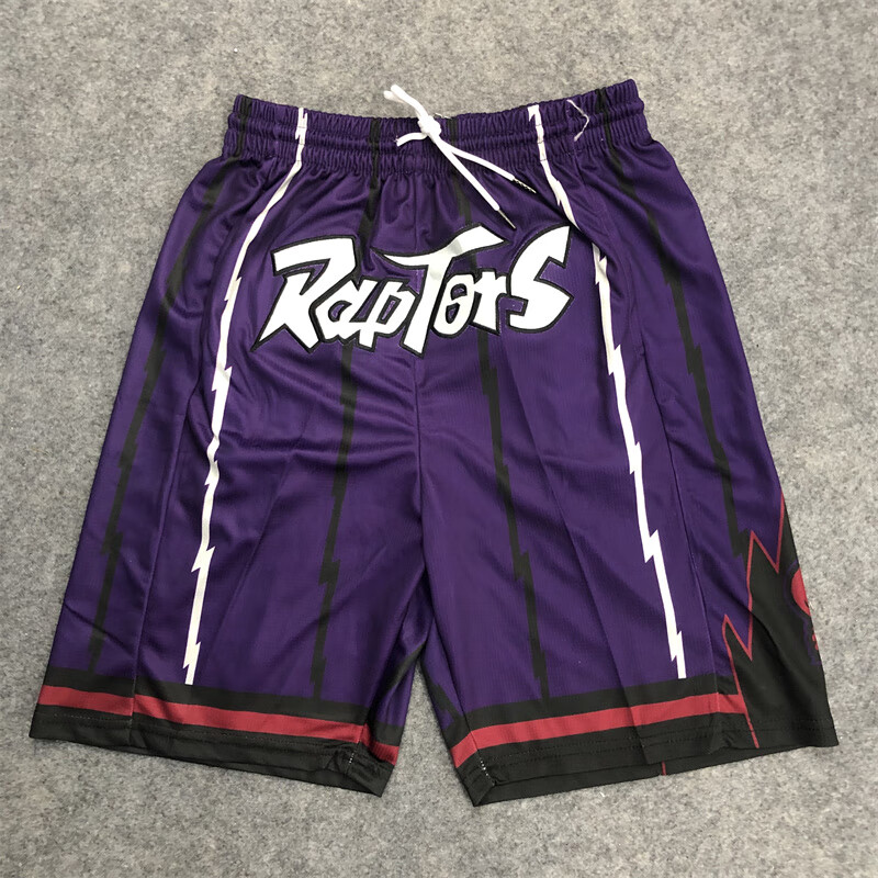 款美式复古猛龙五分裤宽松mn篮球短裤训练运动透气球裤男潮 猛龙紫色