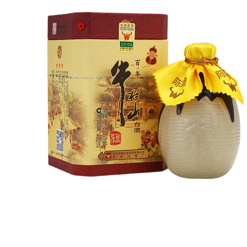 牛栏山 百年陈酿 三牛 浓香型白酒 52度 400ml 单瓶装 年货节送礼