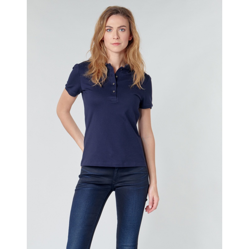 lacostelacoste/法国鳄鱼女装休闲短衫百搭保罗短袖海蓝色2024新款 海