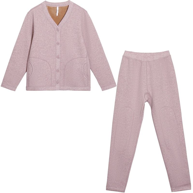 红豆内衣女加绒加厚520G护膝防风抗寒开衫保暖套装