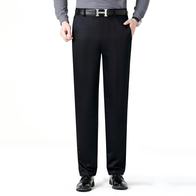 款梭织微弹棉质商务直筒休闲裤男士裤子 2301-藏青色纯色梭织微弹棉质